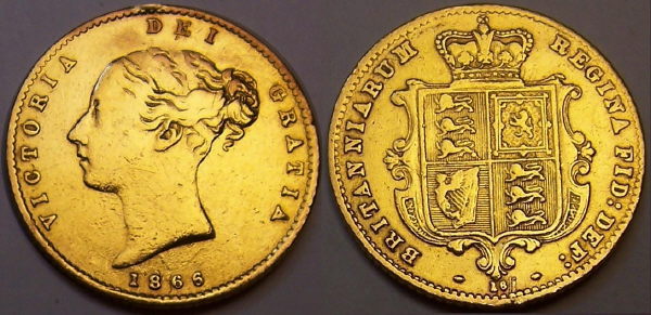 1866 half shield back Sovereign from www.lainson.eu