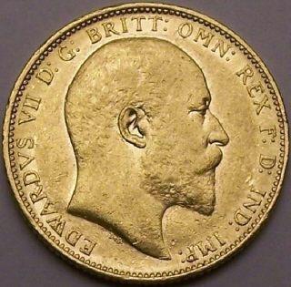 Edward 7th Gold Sovereign M mint mark