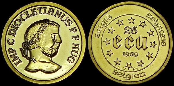 Belgian 25 Ecus 1/4 oz gold coin from lainson.eu