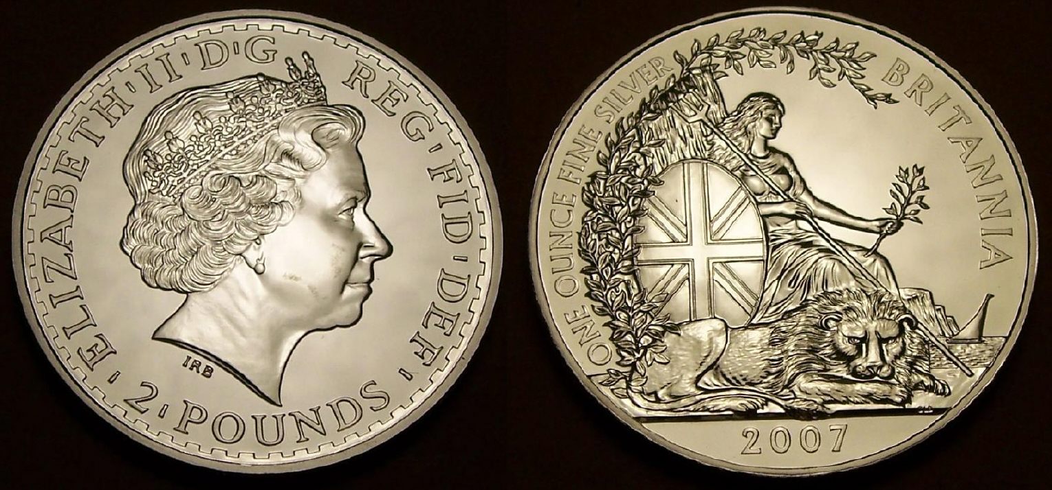 Picture of a 1 ounce silver Great Britain Britannia �2 2007
