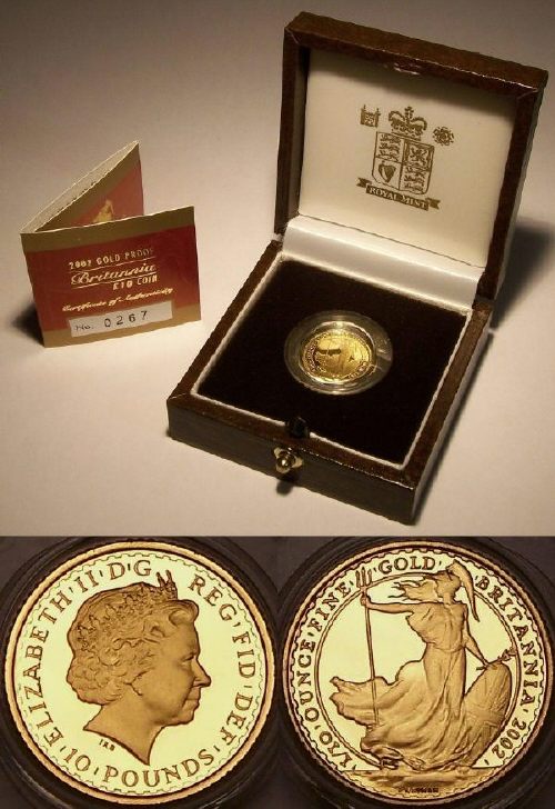British 1/10th gold proof �10 Britannia coins from www.lainson.eu