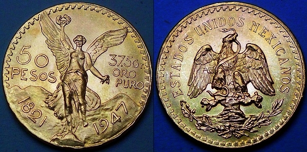 Mexican 50 Pesos in gold from www.lainson.eu