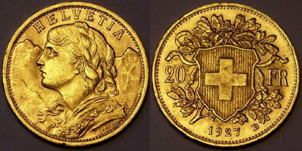 Vrenelli style Swiss Gold 20 Francs from www.lainson.eu