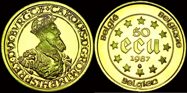 Belgian 50 Ecus 1/2 oz gold coin from lainson.eu