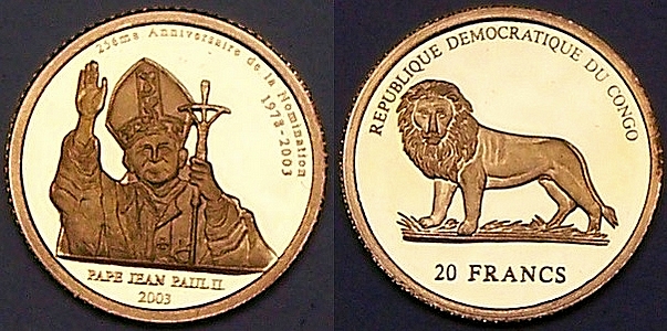 Pope John-Paul II gold coin from www.lainson.eu