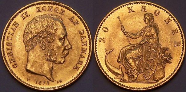 Danish gold 20 Kroner coins from lainson.eu