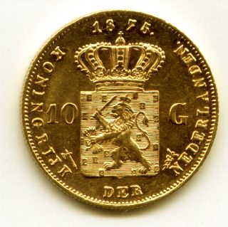 Dutch Willem III gold 10 Guilders from www.lainson.eu