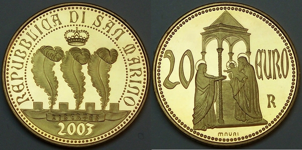 San Marino 2003 gold proof �20 from www.lainson.eu
