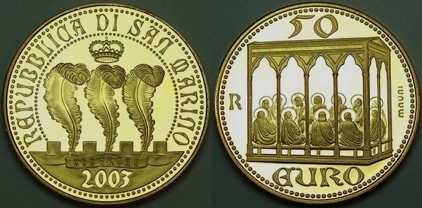San Marino gold proof �50 2003 from www.lainson.eu