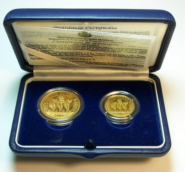 San Marino gold proof set 2003 from www.lainson.eu
