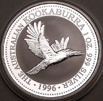 A 1996 1 ounce silver Kookaburra coin from lainson.eu