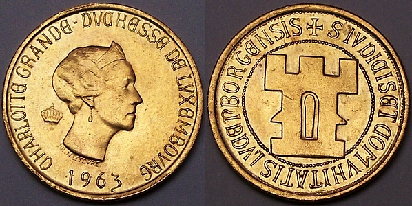 Luxembourg gold 20 Francs 1963 from www.lainson.eu