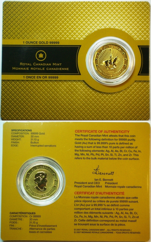 Canadian Mountie 1 oz coin 2011 in .99999 gold from www.lainson.eu
